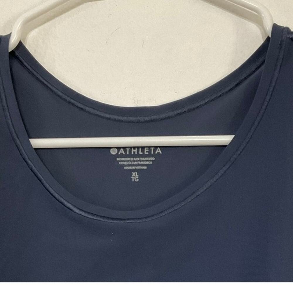 Athleta Match Point Pleated Dress Navy Blue X-Large Sleeveless Stretch Razorback - Picture 7 of 8